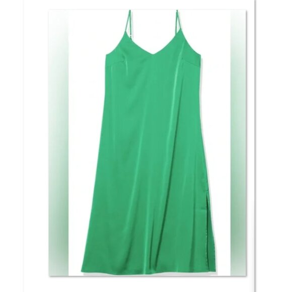 The Drop Women's Ana Silky V-Neck Midi Slip Dress - Emerald Green - L - NWT - Picture 3 of 7